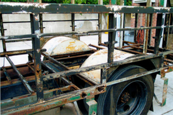 corroded trolley frame