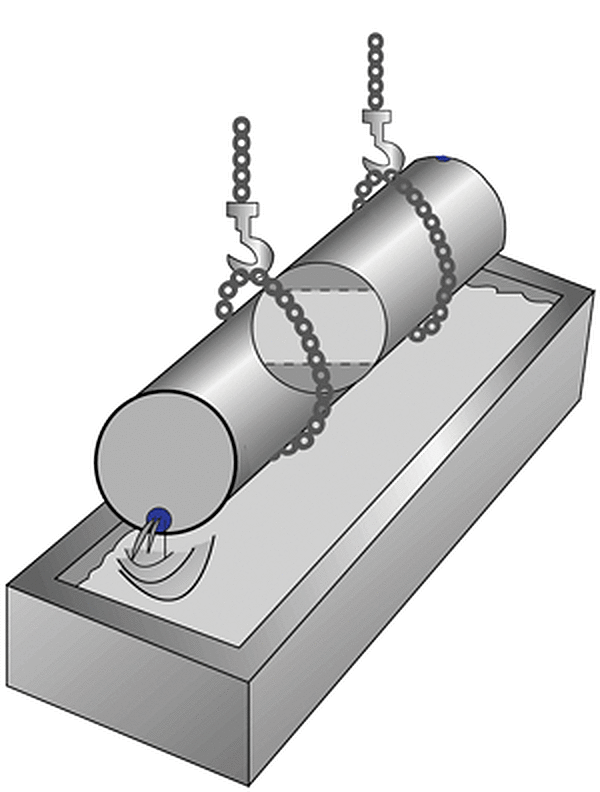 Hole at bottom of Tank to allow for zinc to enter and exit