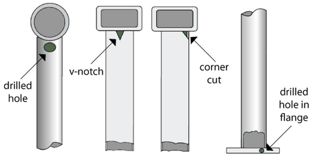 Tubular Fabrications with drilled holes, v-notch, corner cuts