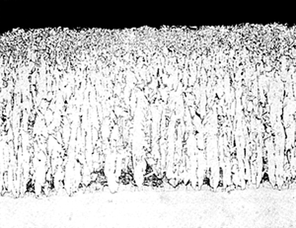 Micrograph of Atypical zinc-iron alloy layers